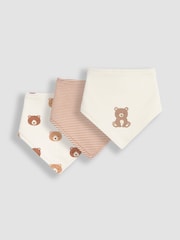 JoJo Maman Bébé Cream Bear 3-Pack Baby Dribble Bibs - Image 1 of 8