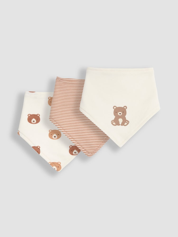 JoJo Maman Bébé Cream Bear 3-Pack Baby Dribble Bibs - Image 1 of 8