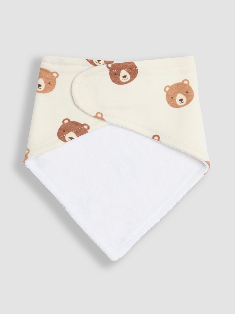 JoJo Maman Bébé Cream Bear 3-Pack Baby Dribble Bibs - Image 7 of 8