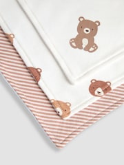 JoJo Maman Bébé Cream Bear 3-Pack Baby Dribble Bibs - Image 8 of 8