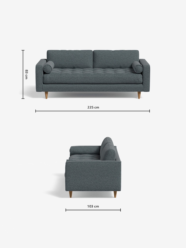 MADE.COM Basket Weave Teal Green Scott 3 Seater Sofa - Image 4 of 4
