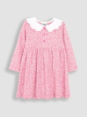 JoJo Maman Bébé Pink Ditsy Floral Floral Broderie Collar Dress - Image 1 of 3