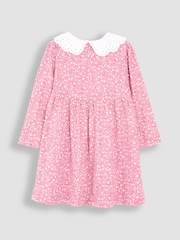 JoJo Maman Bébé Pink Ditsy Floral Floral Broderie Collar Dress - Image 2 of 3