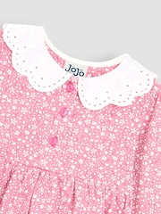 JoJo Maman Bébé Pink Ditsy Floral Floral Broderie Collar Dress - Image 3 of 3