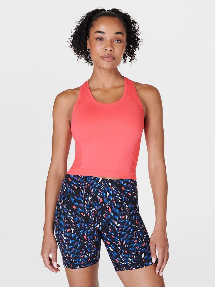 Кораллово-розовый - Sweaty Betty Athlete Crop Seamless Workout Vest - Image 1 of 7