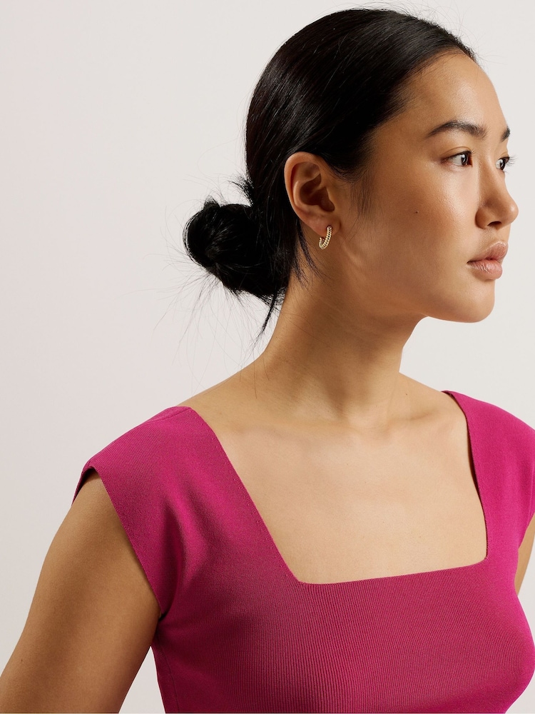 Ted Baker Purple Brenha Cropped Knitted Crop Top - Image 2 of 6