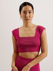 Ted Baker Purple Brenha Cropped Knitted Crop Top - Image 4 of 6