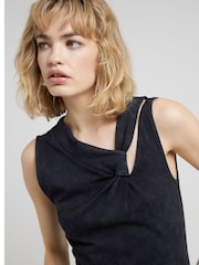 River Island Black Twist Neck Detail Midi Dress - Image 2 of 4