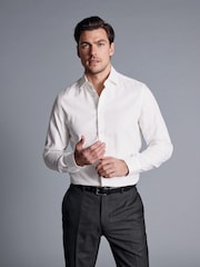 Белый - Charles Tyrwhitt слим фит Нежелезный хлопковый лен рубашки - Image 1 of 6