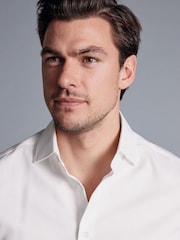 Белый - Charles Tyrwhitt слим фит Нежелезный хлопковый лен рубашки - Image 2 of 6