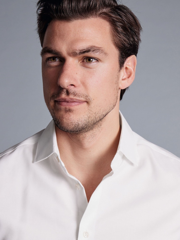 Белый - Charles Tyrwhitt слим фит Нежелезный хлопковый лен рубашки - Image 2 of 6