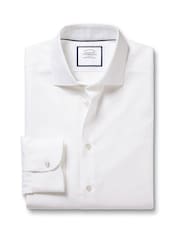 Белый - Charles Tyrwhitt слим фит Нежелезный хлопковый лен рубашки - Image 4 of 6