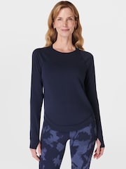 Sweaty Betty Navy Blue Breathe Easy Sleeve Top - Image 1 of 7