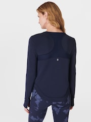 Sweaty Betty Navy Blue Breathe Easy Sleeve Top - Image 2 of 7