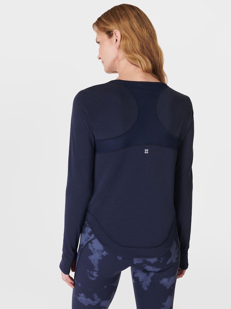 Sweaty Betty Navy Blue Breathe Easy Sleeve Top - Image 2 of 7