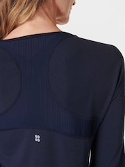 Sweaty Betty Navy Blue Breathe Easy Sleeve Top - Image 6 of 7