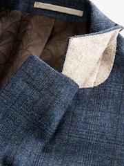 Blue Slim Fit Brushed Check Suit Jacket - Image 10 of 10