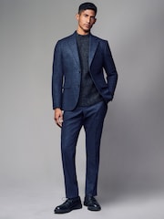Blue Slim Fit Brushed Check Suit Jacket - Image 2 of 10