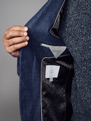 Blue Slim Fit Brushed Check Suit Jacket - Image 5 of 10