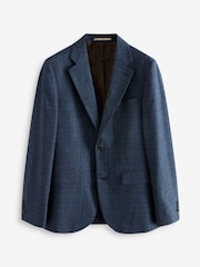 Blue Slim Fit Brushed Check Suit Jacket - Image 6 of 10