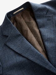 Blue Slim Fit Brushed Check Suit Jacket - Image 8 of 10