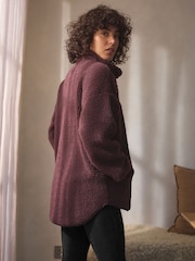 Chocolate Brown Velour Lined Borg Half Zip Fleece - Image 4 of 9