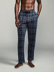 Black/Navy Blue Check Jersey 100% Cotton Pyjama Bottoms 2 Pack - Image 2 of 9