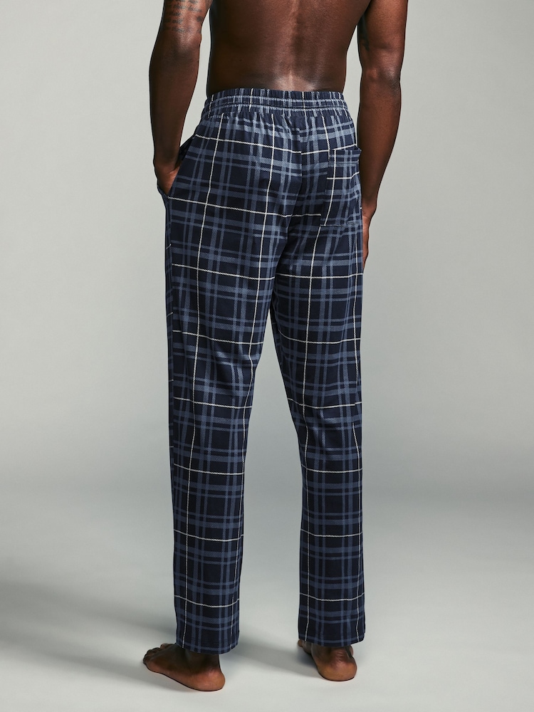 Buy Black/Navy Blue Check Jersey 100% Cotton Pyjama Bottoms Pack