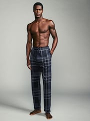Black/Navy Blue Check Jersey 100% Cotton Pyjama Bottoms 2 Pack - Image 4 of 9