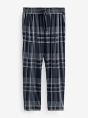 Black/Navy Blue Check Jersey 100% Cotton Pyjama Bottoms 2 Pack - Image 7 of 9