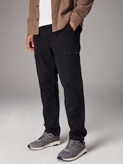 Black Regular Fit 100% Cotton Utility Pocket Cargo Trousers - Image 1 of 12