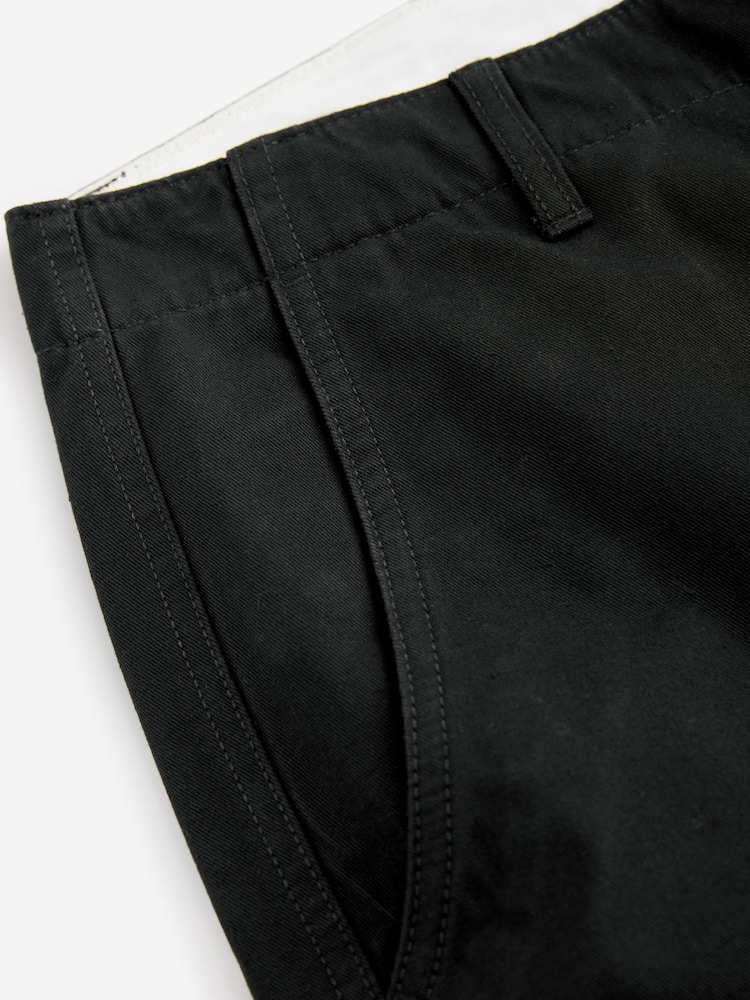 Black Regular Fit 100% Cotton Utility Pocket Cargo Trousers - Image 10 of 12