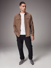 Black Regular Fit 100% Cotton Utility Pocket Cargo Trousers - Image 2 of 12