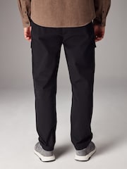 Black Regular Fit 100% Cotton Utility Pocket Cargo Trousers - Image 3 of 12