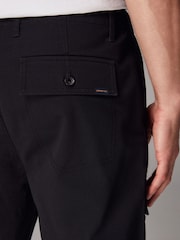 Black Regular Fit 100% Cotton Utility Pocket Cargo Trousers - Image 7 of 12