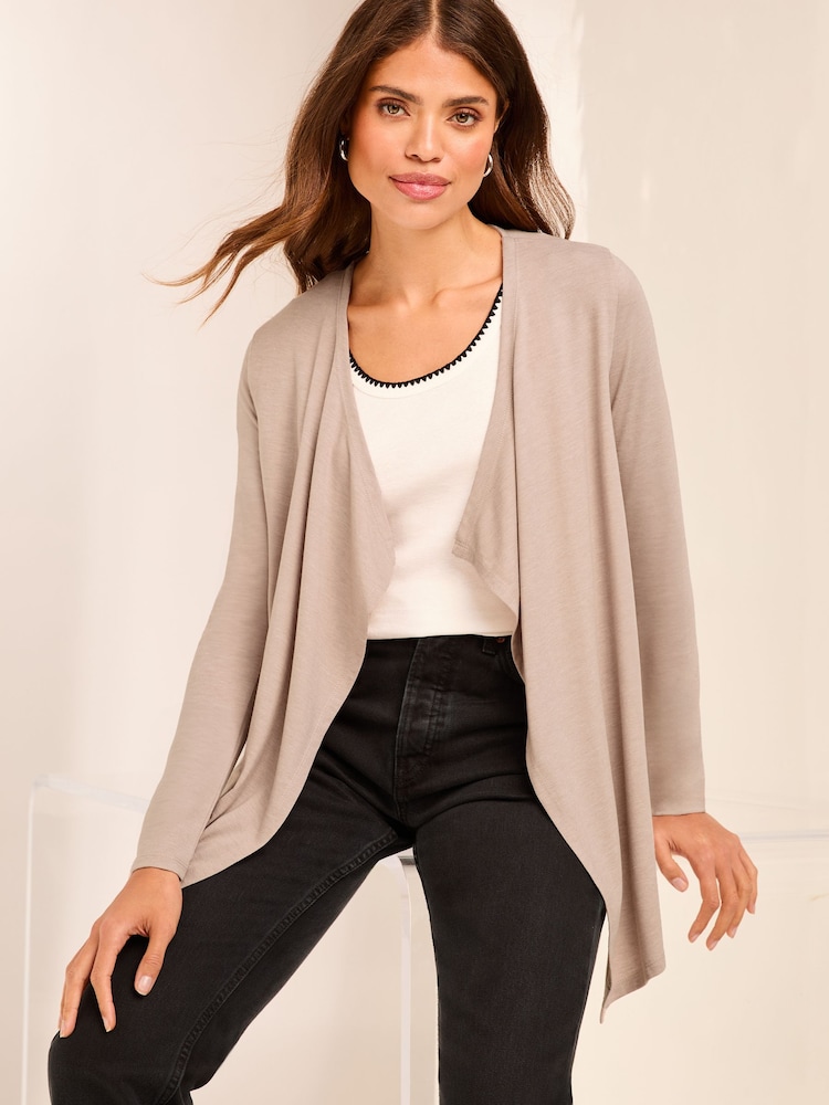 Lipsy Cream Waterfall Cardigan - Image 1 of 4
