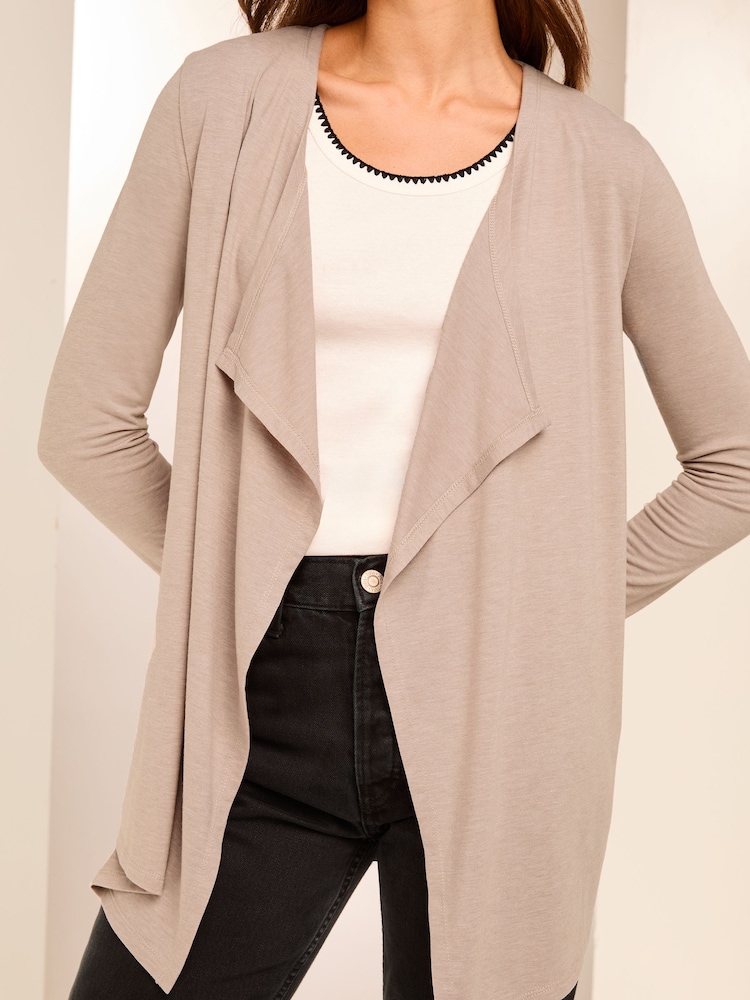 Lipsy Cream Waterfall Cardigan - Image 2 of 4