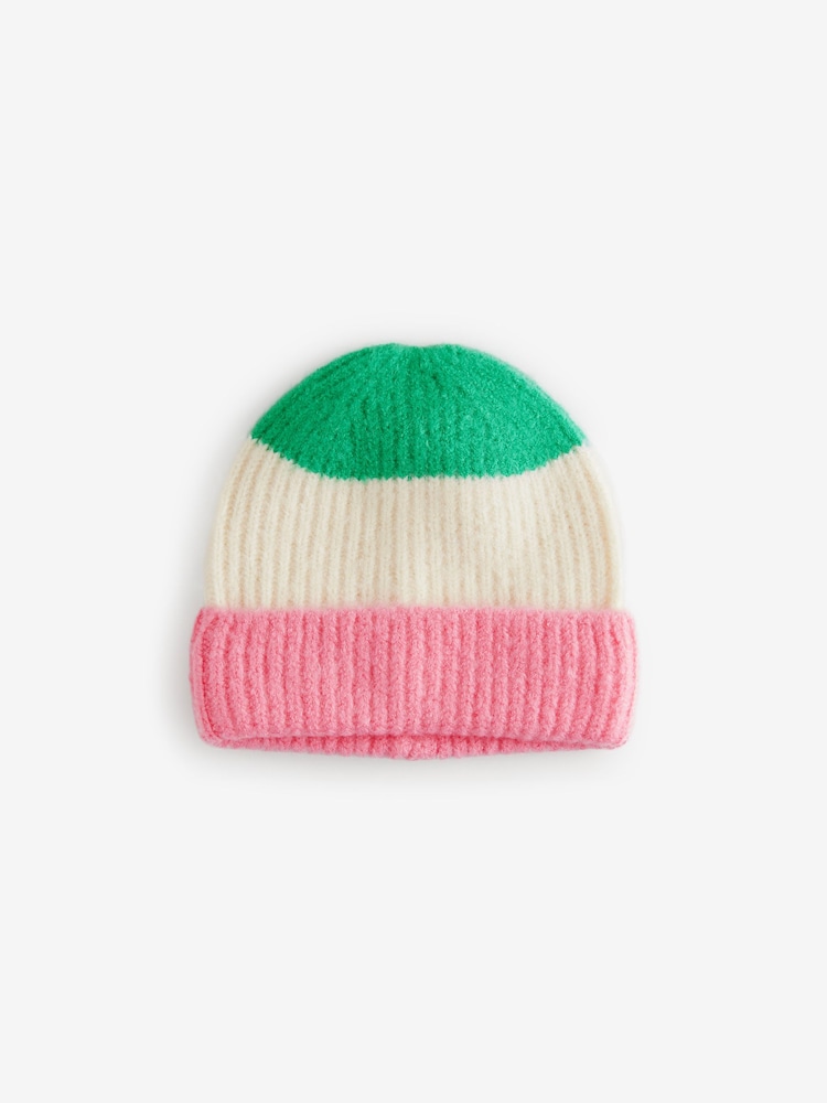 Pink/Green Stripe Hat and Scarf Set (3-16yrs) - Image 2 of 5 Pink/Green Stripe Hat and Scarf Set (3-16yrs) - Image 2 of 5
