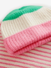 Pink/Green Stripe Hat and Scarf Set (3-16yrs) - Image 4 of 5