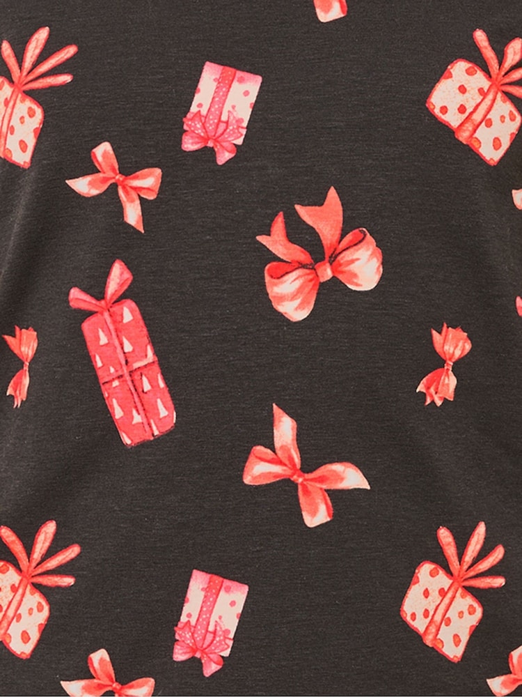 Lipsy Black Christmas Jersey Pyjamas Trousers Set (From 3-16yrs) - Image 5 of 5