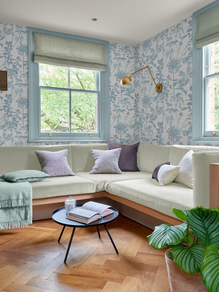 Graham & Brown Blue Esther Breathe Wallpaper Sample - Image 1 of 3