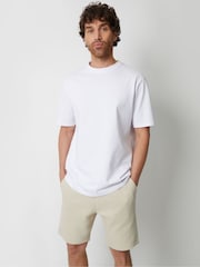 Threadbare Ecru Cotton Blend Textured Sweat Shorts - Image 1 of 4