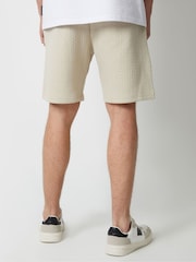 Threadbare Ecru Cotton Blend Textured Sweat Shorts - Image 2 of 4