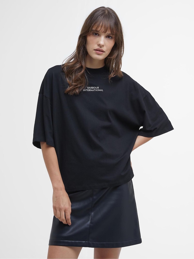 Barbour® International Oversized 100% Cotton Francheca Logo T-Shirt - Image 1 of 6