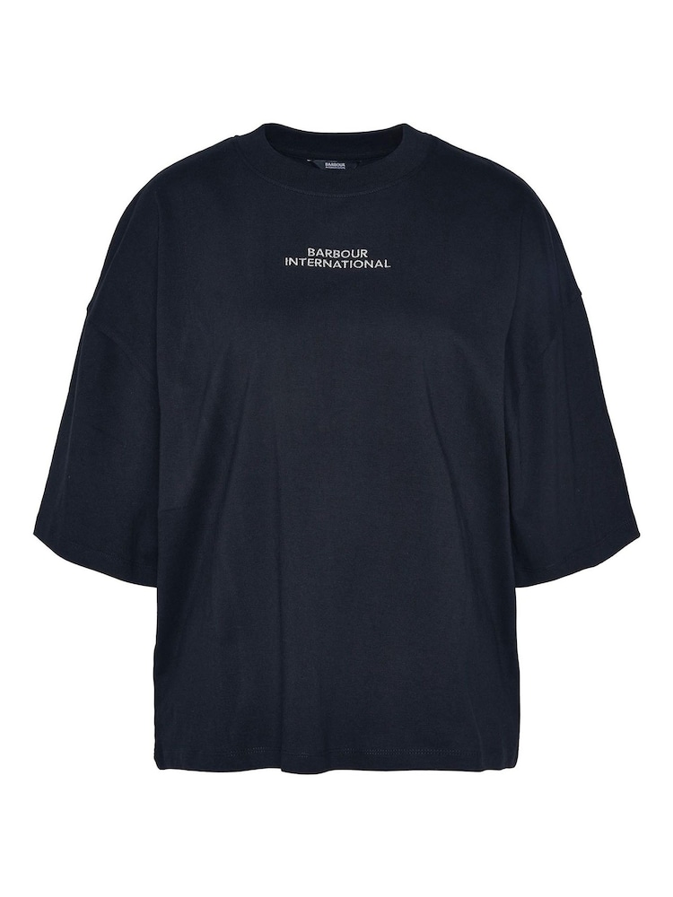 Barbour® International Oversized 100% Cotton Francheca Logo T-Shirt - Image 6 of 6