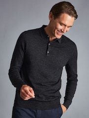 Charles Tyrwhitt Carbon Gray Pure Merino Polo Neck Jumper - Image 1 of 5