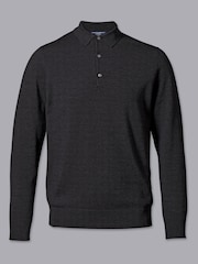 Charles Tyrwhitt Carbon Gray Pure Merino Polo Neck Jumper - Image 3 of 5