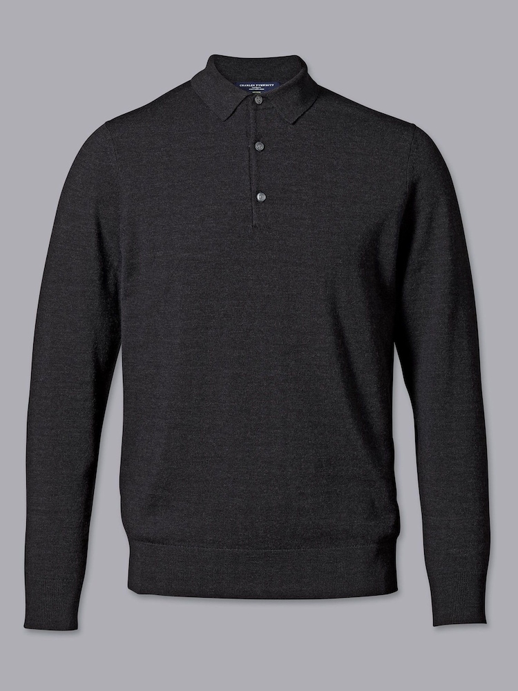 Charles Tyrwhitt Grey Pure Merino Polo Neck Jumper - Image 3 of 5