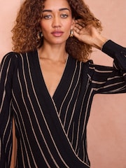 Love & Roses Black Gold Fine Gauge Wrap Jumper - Image 2 of 4