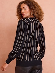 Love & Roses Black Gold Fine Gauge Wrap Jumper - Image 4 of 4